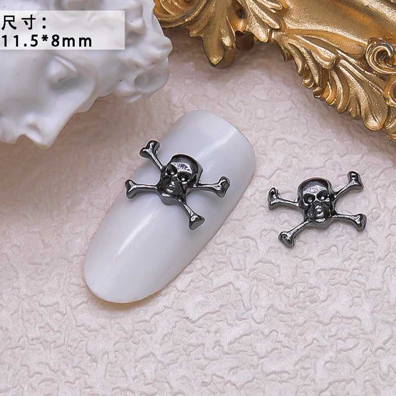40 pieces of black alloy nails artistic charm skeleton bow skeleton palm evil accessories Halloween nail decorations handmade items W240829