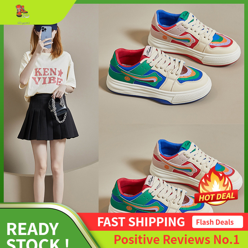 Ddmysports Instagram Korean Edition Little White Spring New Student Versatile Colored Board Flat Bottom Casual Shoes For Women OUTDOOR