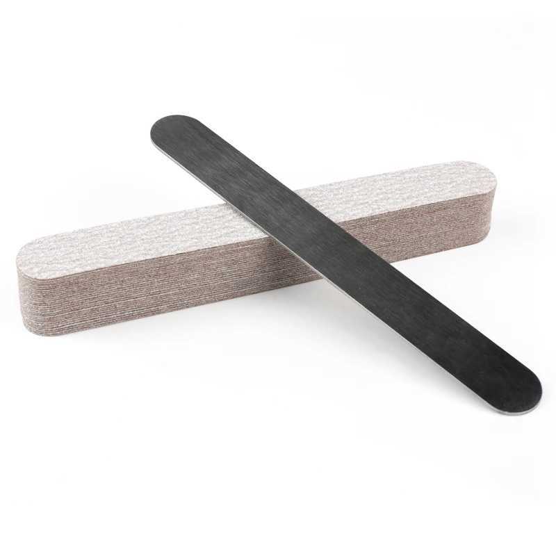 100/200Pcs 13.5CM mini replaceable nail file self-adhesive detachable sandpaper pad metal handle 100/180/240 sandpaper buffer plate W240829