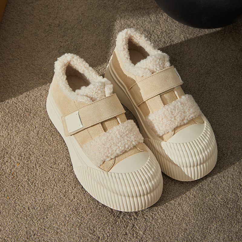 Women's Colorblock Plush Winter Warm Casual Skateboard Shoes bd8d