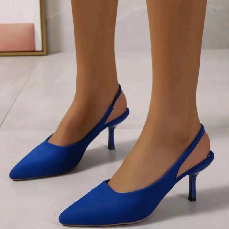 Fashion Elegant Women High Lady Sgback Mules Sexy Thin Heels Party Wedding Shoes Women's Sandals Summer d7b6