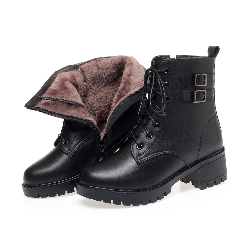 AIYUQI Women Winter Boots Large Size New Natural Wool Warm Women Snow Boots Mid-heel Marton Genuine Leather Women Short Boots