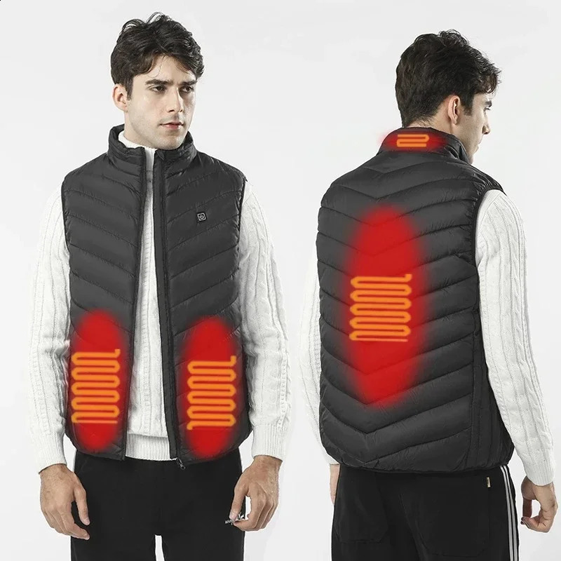 17 Heated Vest Jacket Fashion Men Women Coat Clothes Intelligent Electric Heating Thermal Warm Clothes Winter Heated Hunt 240829