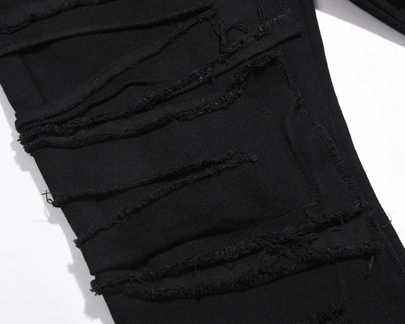 Harajuku Frayed Distressed Retro Black Jeans Pants Men and Women Straight Ripped Hole Solid Color Baggy Casual Denim Trousers 240826Z