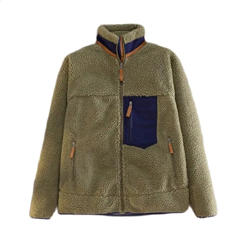 Outdoor Fleece Jacket Mens And Womens Lamb Loose Streetwear Coat Male Thickened Zip Up Stand Comfortable Wear Jacket 240829