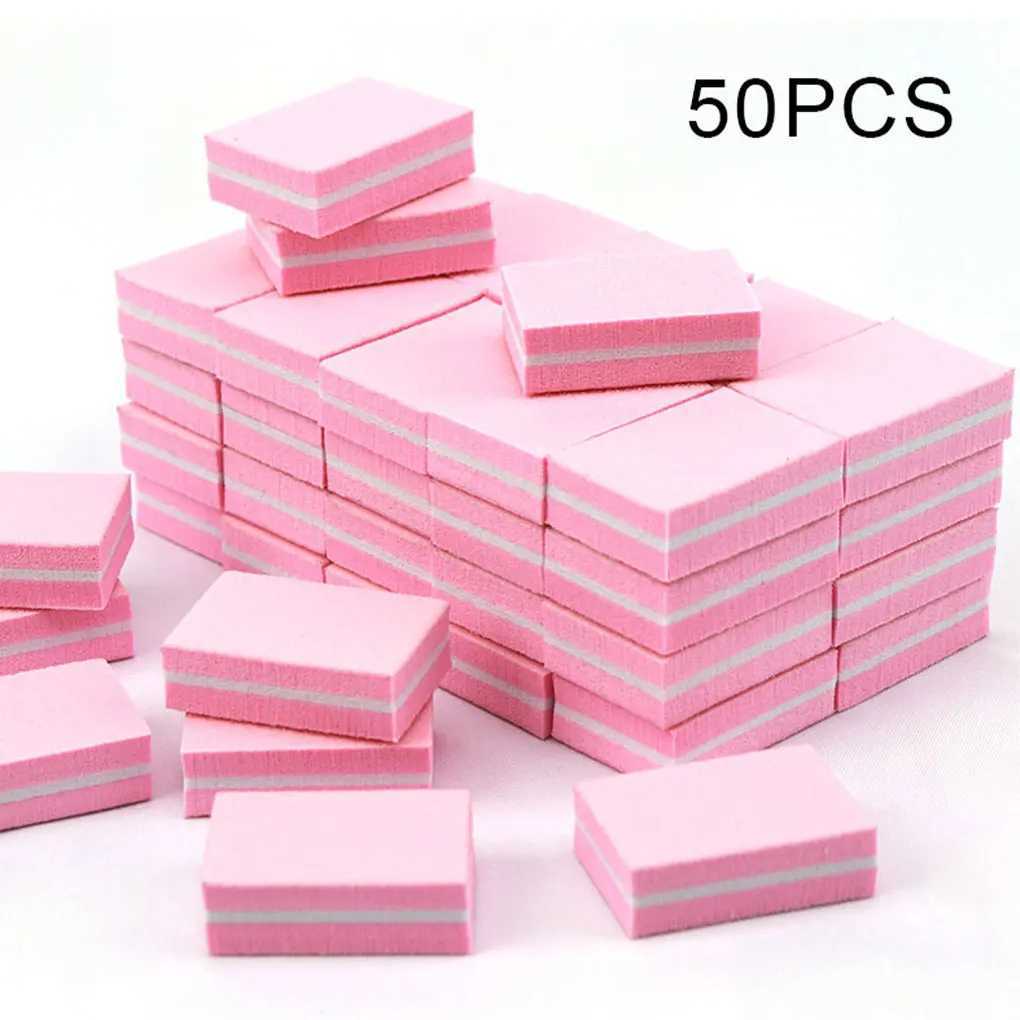 50 pieces/batch of double-sided mini nail files Color sponge nail polish polishing buffer strip polishing manipulation tool W240829