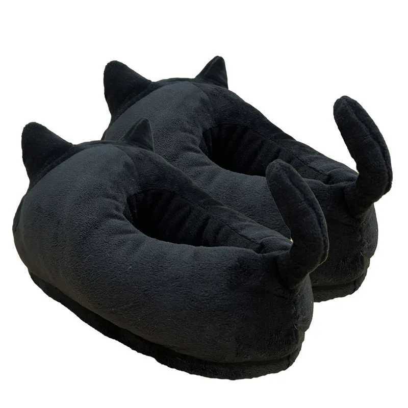 Cartoon full set of cat slides warm winter slides soft plush dolls cute indoor anime bedroom shoes for female families to use CL240830