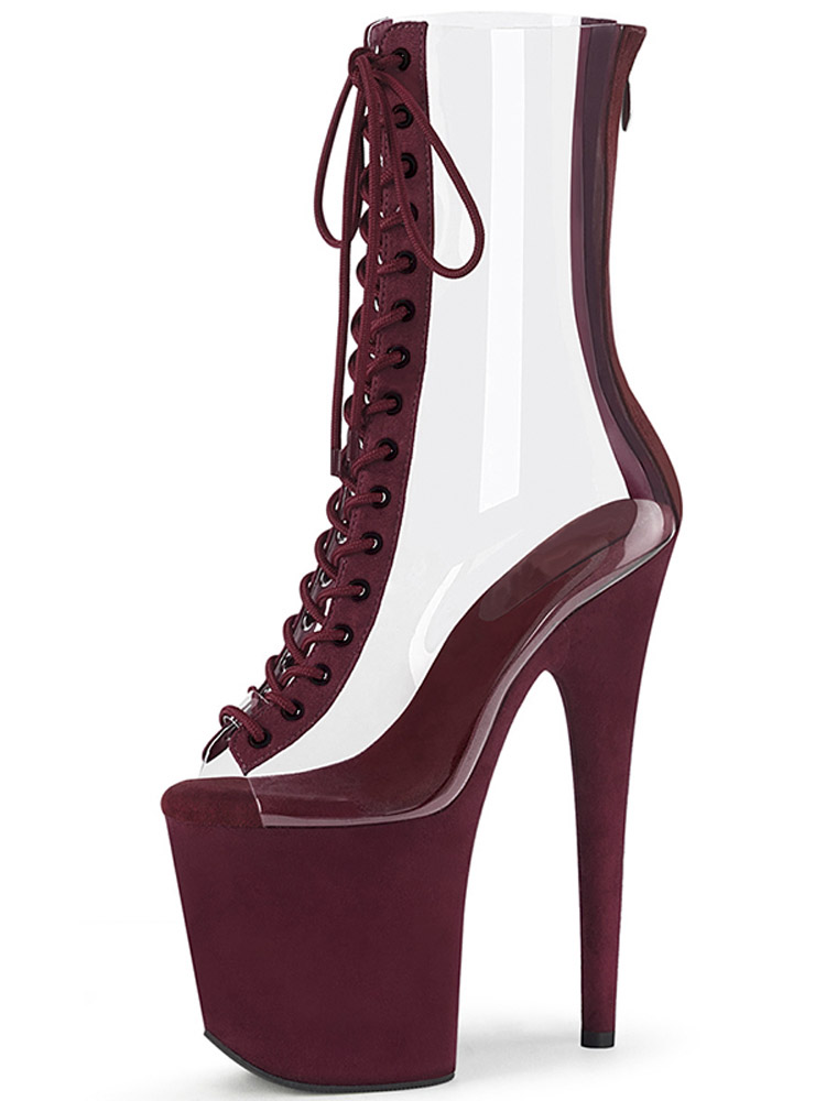 Black Patent Leather Ankle Strap Summer Andals Low Tube Women Boots 20CM High Heeled Shoes Paint Pole Dancing Stripper 8inch