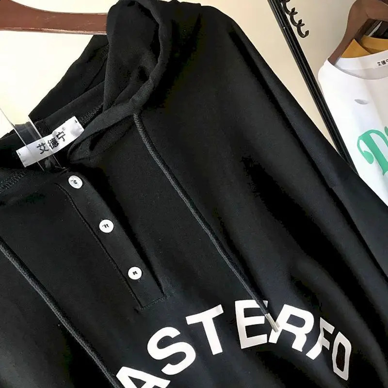 Oversized womens hoodie medium length short sleeved Tshirt summer Korean style loose casual 240827