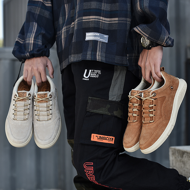Men Shoes Leather Casual Suede Shoes Men Non-Slip Rubber Luxury Flats Mens Sneakers Male Leisure Walk Shoes Man Fashion Footwear