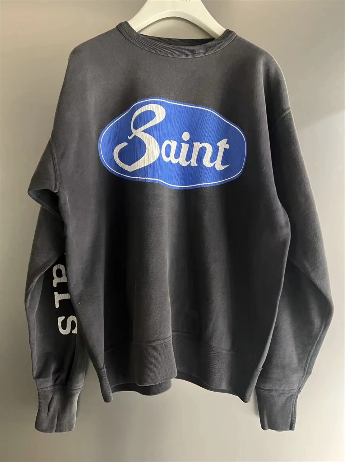 selling retro letter printing high street cotton casual loose street clothing fashionable sweater latte art 240829