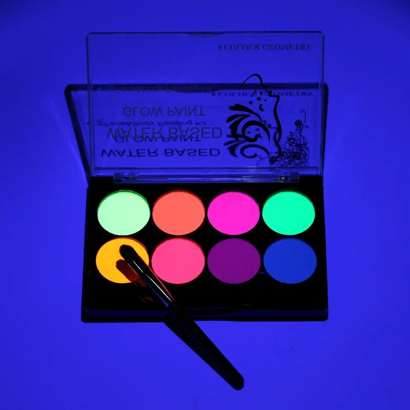 8 colors body art painting UV luminous fluorescence Christmas party fancy dress beauty and makeup tools 240829