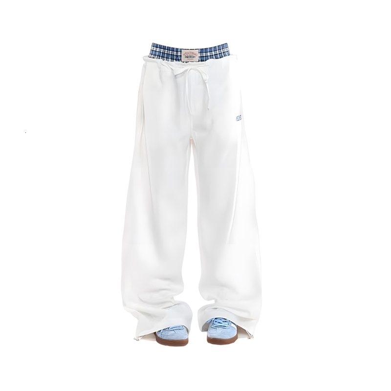 Womens Navy Bag Pants Retro Y2k Sports Street Clothing Parachute Haruku 90s Fashion Wide Leg Trousers 2000s 240829