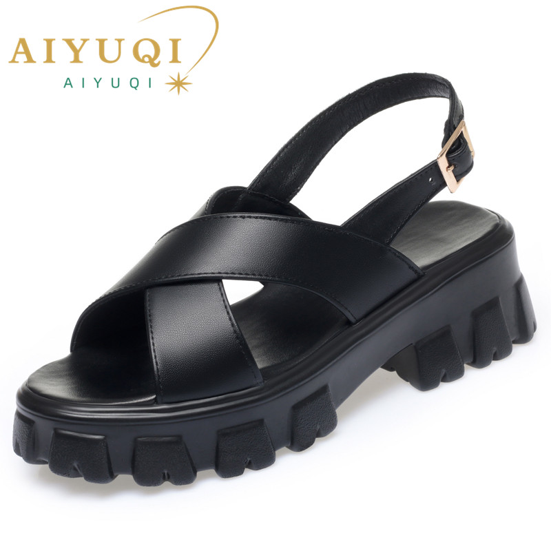 AIYUQI Women Sandals Roman 2024 Summer New Real Leather Ladies Sandals Large Size Platform Fashion Sandals Girl