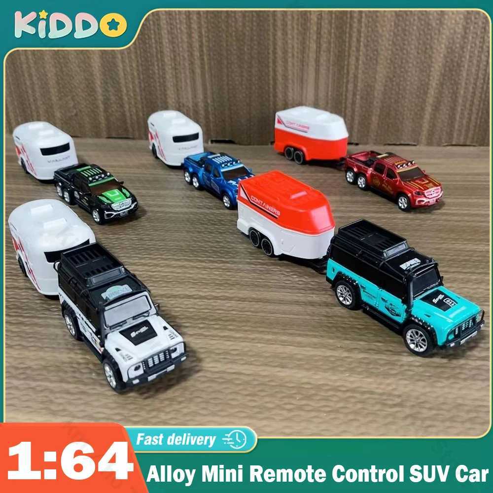 1 64 alloy proportional remote control model number 2.4GHz mini analog RC car with trailer SUV drift electric gift W240829