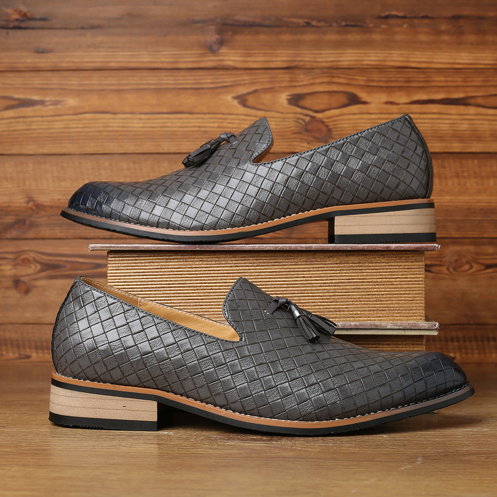 Men's Woven Leather Casual Shoes Men Trendy Tassels Party Wedding Loafers Moccasins Mens Driving Outdoor Flats EU Sizes 38-47