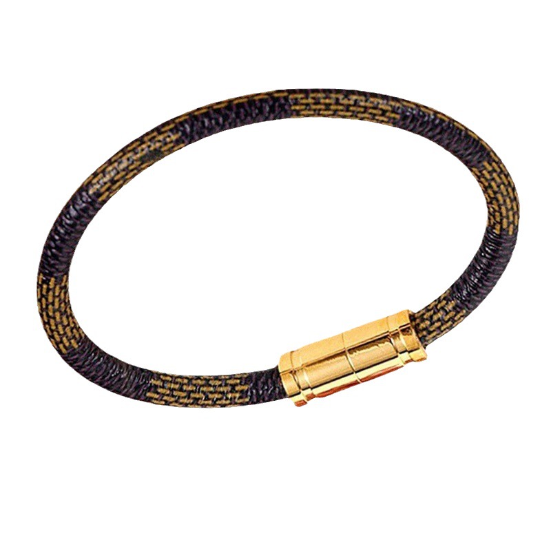 Mens bracelet designer leather flower bracelets party gold plated plaid vintage designer bracelet man bangles white solid color birthday gift fa132