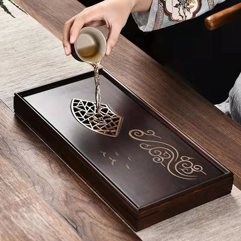 Top Grade Kongfu Tea Tray Rattan Household Gongfu Tea Set Kungfu Simple Nanzhu Wooden Bamboo Board Rectangular Puer Supplies 240829