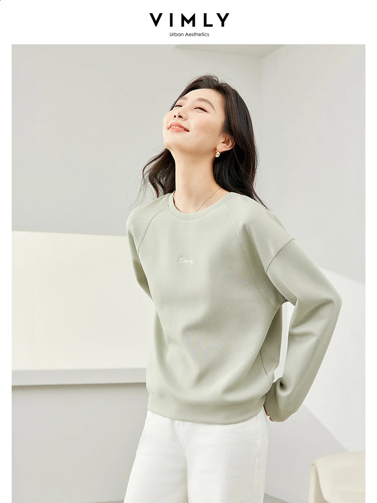 Vimly Womens Sportswear Spring Oneck Letter Embroidered Long Sleeve Top Casual Zipper Clothing M6556 240827
