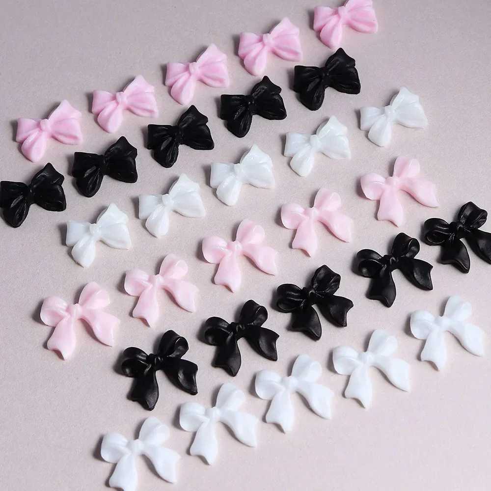 6 Grid Pink White Ribbon Bow Nail Charm Korean Accessories Black Nail Art Tie Decoration Kawaii Accessories Handmade Design Supplies W240829