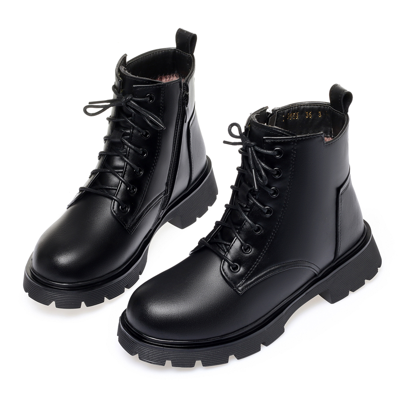 Women Winter Boots Genuine Leather 2024 New Fashion Wool Warm Women Ankle Boots Large Size British Style Women Motorcycle Boots