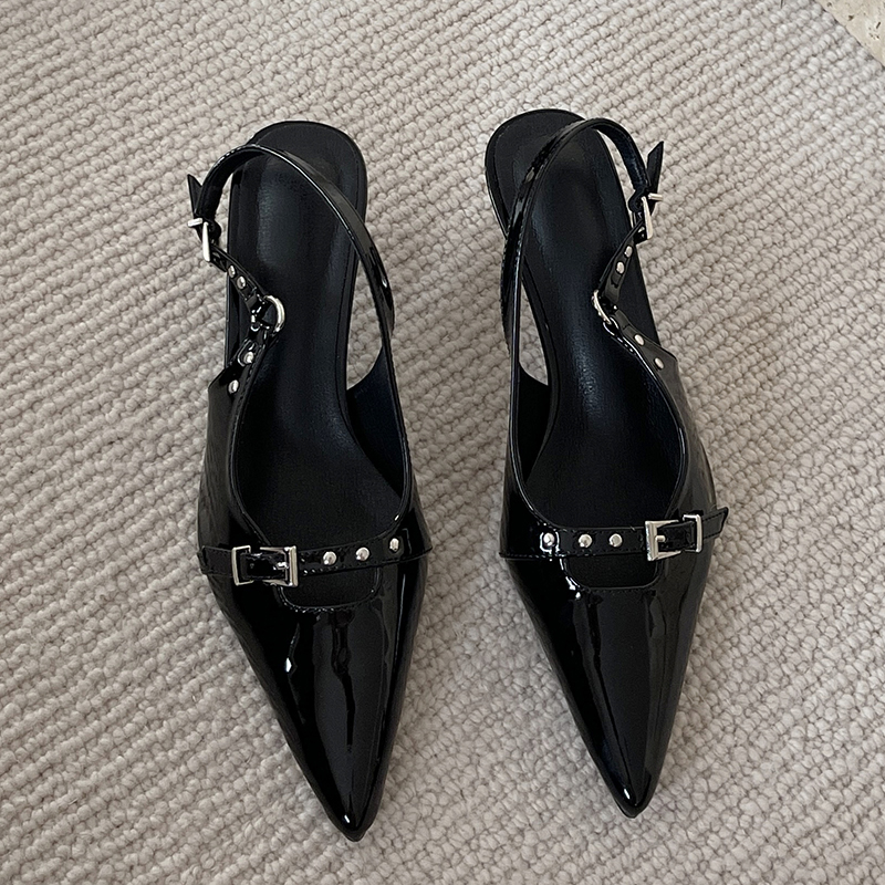 Pointed Toe Heels Shoes Luxury Women Footwear Shallow Fashion Buckle Ladies High Heels Shoes Female Slides Sandals