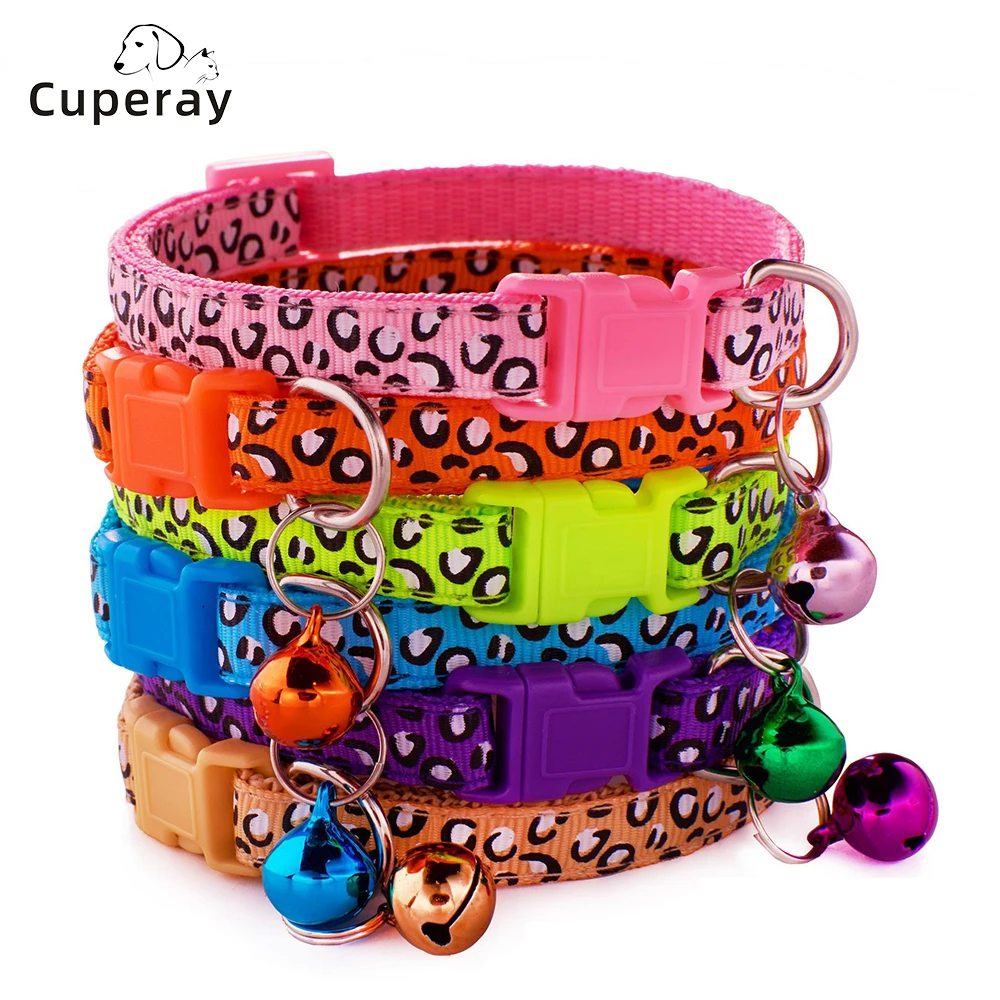 Leopard Print Pet Collar, Adjustable cat Collar with Bells To Prevent Loss Fashion dog Collar for Cats and Puppies Accessories