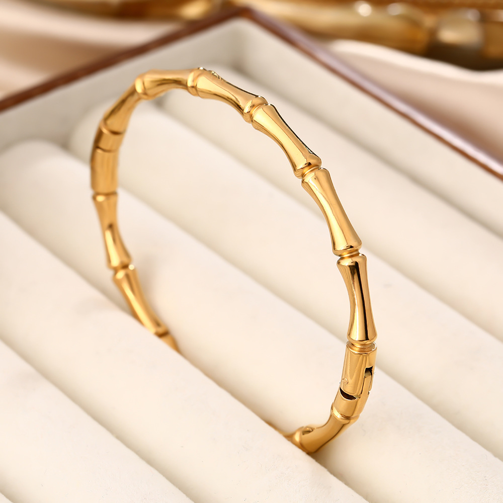 Stainless Steel Gold Color Bamboo Joint Bangles 2024 Trend designer Bracelet for Women Men Romantic Party Gift Fashion Jewelry 18k Gold Luxury jewelry