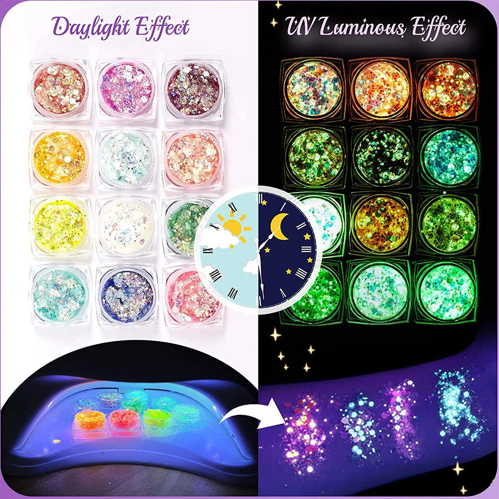 12 colors body face flash makeup stick makeup cosmetics glow in the dark gel fine UV flash festival 240829