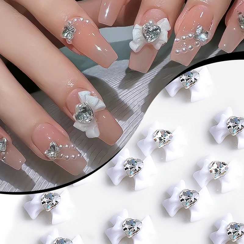 10Pcs 5Pcs Retro Simple Tie 3D Nail Charm Bow Ribbon Resin Love Diamond Crystal Nail Art Decoration W240829