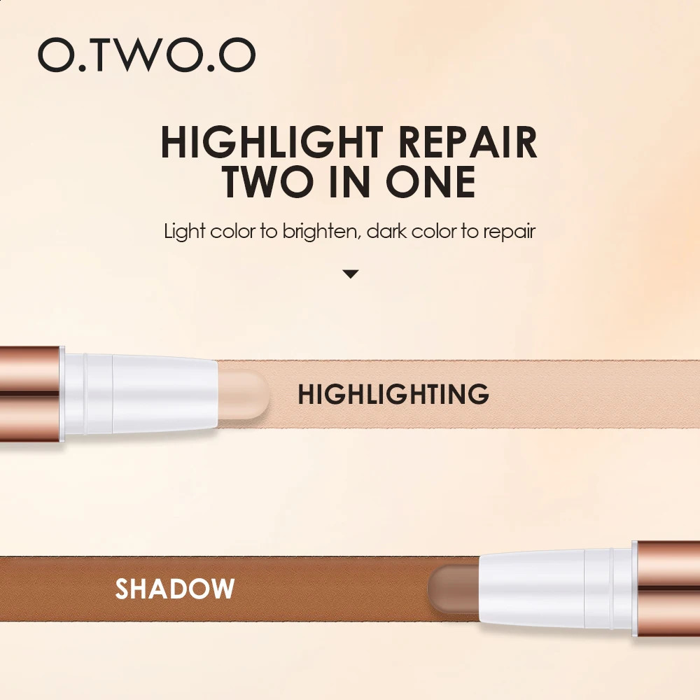 O. Two of them. O Contour Stick Double Head Contour Pen Waterproof Matte Finish Highlights Contour Pencil Cosmetics 240829