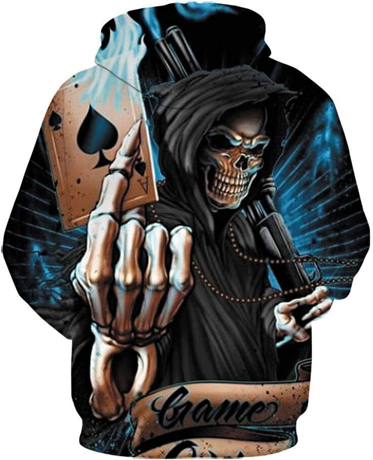 Halloween Hoodie For Mens Womens Fashion Unisex 3D Digital Printed Novelty Skull Sweatshirt Pullover Hoodies Graphic Long Sleeve