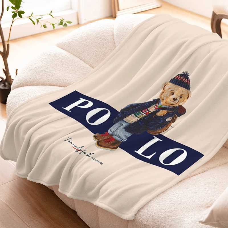 Carpets Blankets Digital printing nap blanket B-Polos bear warm bed wool camping fluffy soft blanket winter ultra-fine fiber bedding R250322
