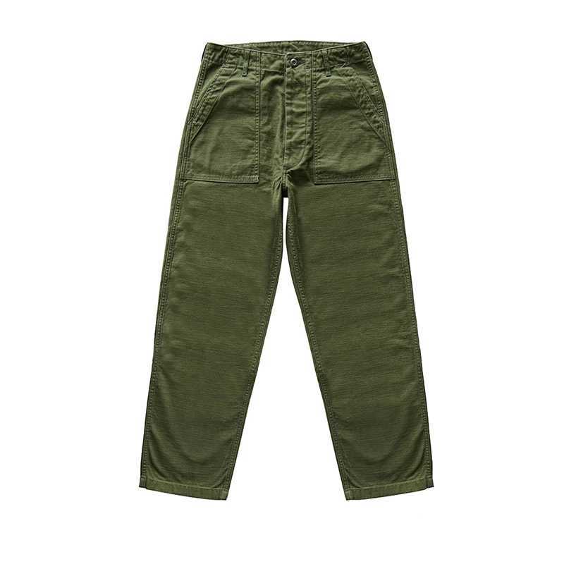 SauceZhan OG-107 Fatty Practical Pants Classic Olive Satin Mens Baker Pants Satin Pure Cotton Loose Set W240829