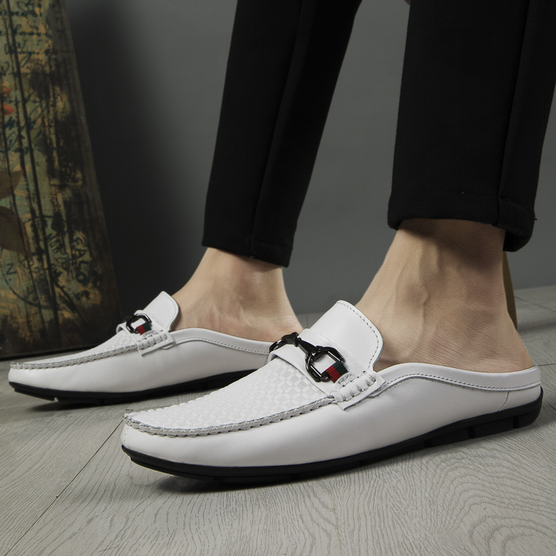 New Summer Business Men Genuine Leather Half Slippers Breathable Casual Outdoor Loafers Men's Shoes 0c8c 's