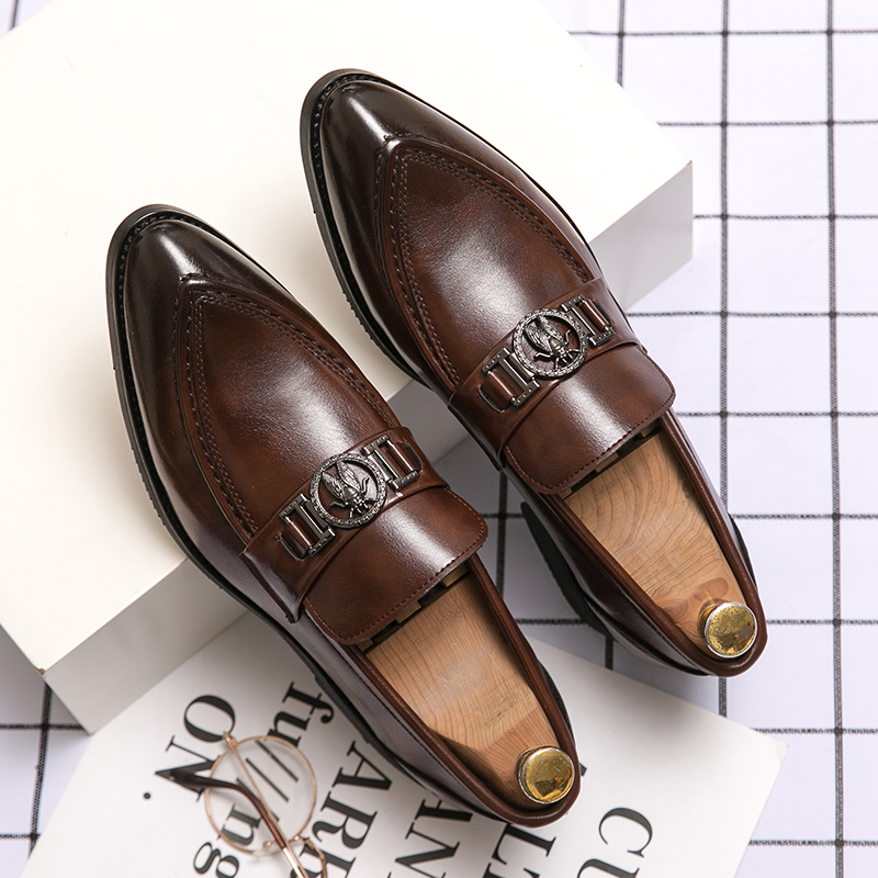 Leather Italian Hot Men Casual Men's Autumn Dress Shoes For Mens Brown Moccasins Business Pointed Bussiness 's