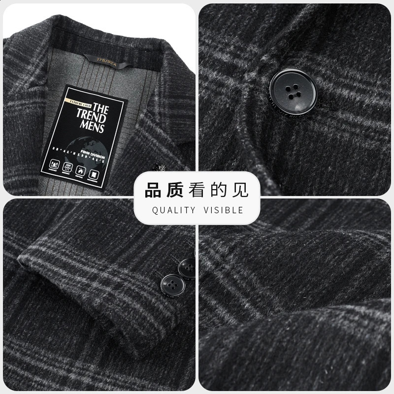 business casual Italian style fashion host travel plain weave wool medium long wool coat fully matched casual mens jacket 240829
