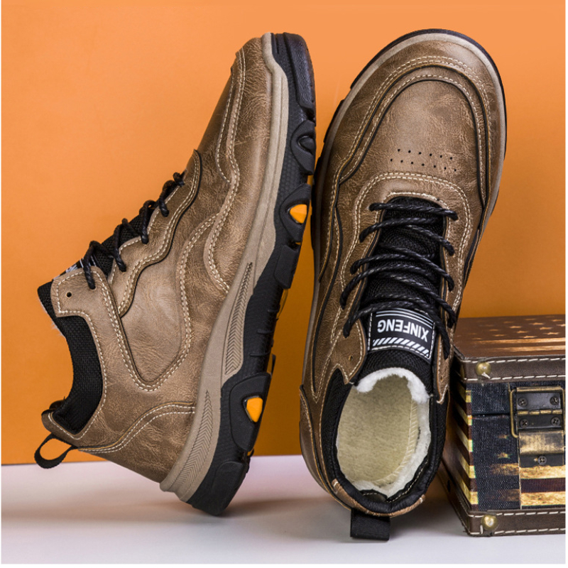 Winter Men Sneakers 2022 New Thick Cotton Comfortable Outdoor Male Non-slip PU Leather Snow Boots Keep Warm Platform Shoes d0b8