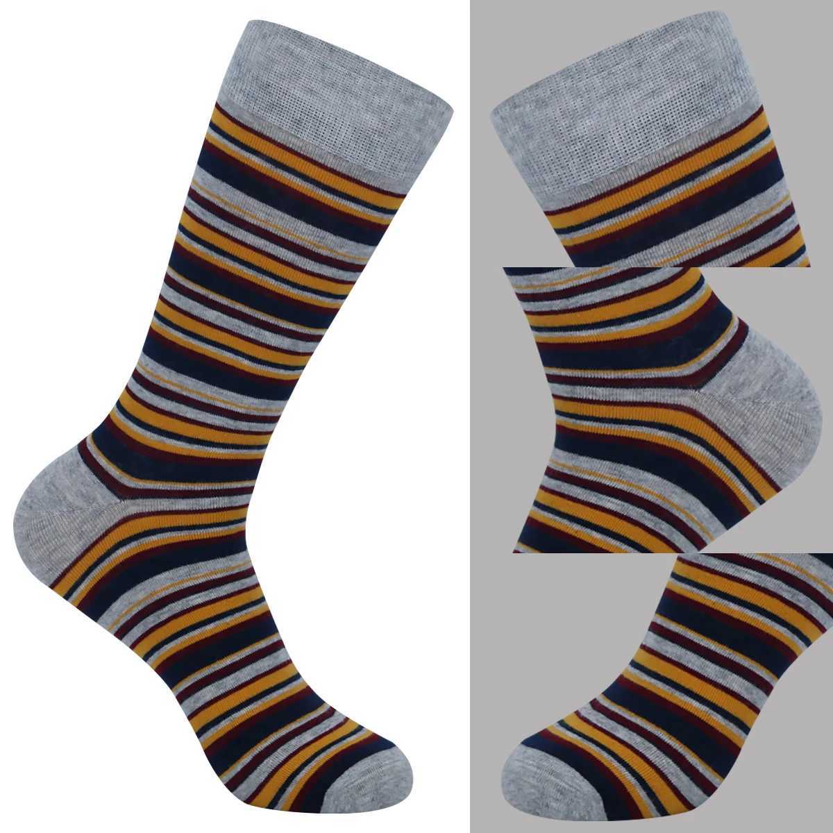 Men's Socks 5 Pairs Mens Dress Socks stripe Plus SizeHigh Quality Combed Cotton Crew SocksBlack Cool Breathable Casual Socks for men Y240830U3SP
