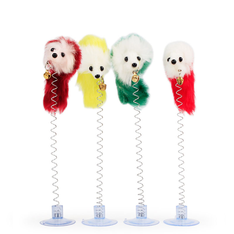 Pet Cat Toy Suction Cup Spring Mouse With Bell Toys Colorful Feather Rod Plush Ball Sisal Ball Cat Interactive Toys Pet Supplies