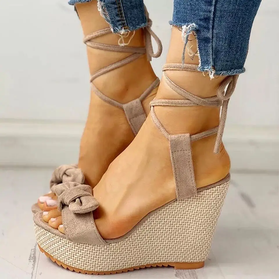 Women's Summer Sandals Woman Wedges Platform Shoes Female Lace Ladies Fashion Elegant Slippers Clog Sandalias Mujer Verano 2022