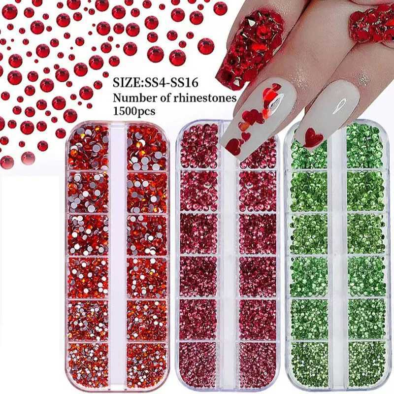 12 grid sparkling crystal nail art Rhinestone flat back gemstone used for nail art DIY design decoration makeup accessories W240829