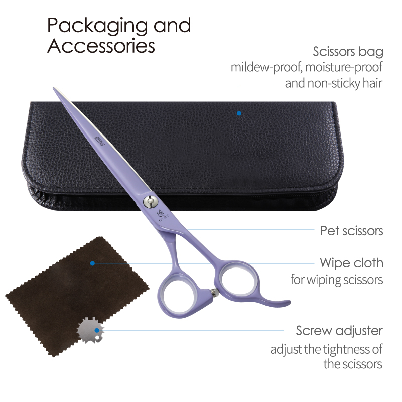 Fenice Jp440c Colorful Professional 7.0 Inch Pet Cutting Scissors for Dog Grooming Straight Scissors Pet Shears