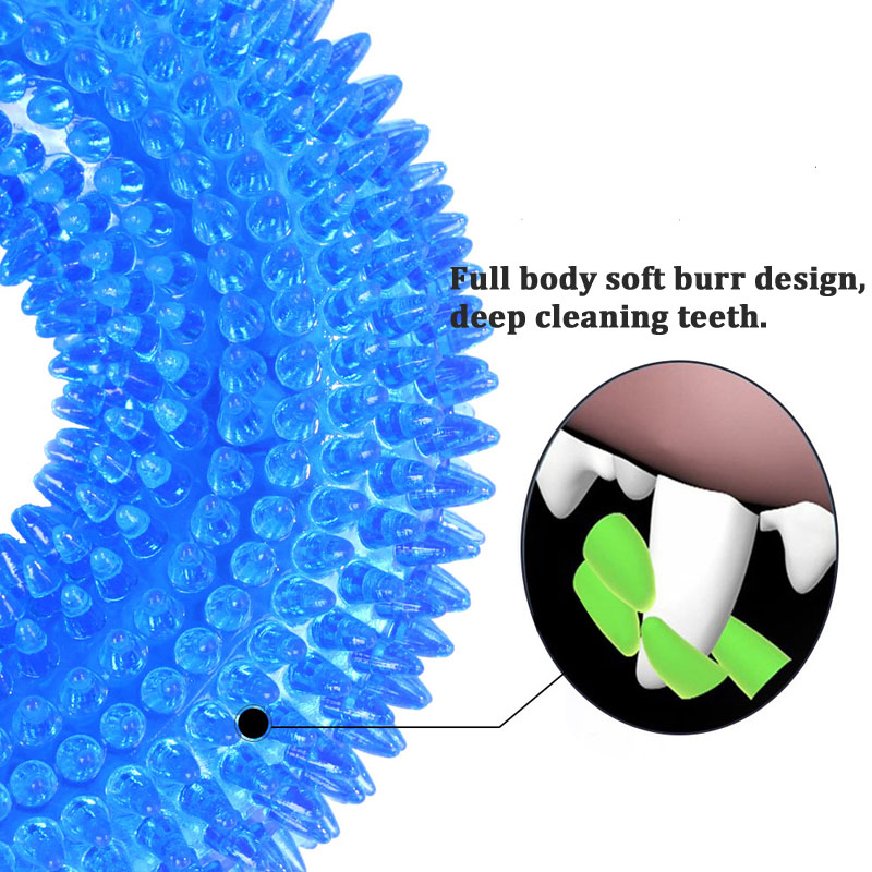 Pet Dog Toys Round Thorn Ring Pet Molar Chews Toy Puppy Tooth Cleaning Interactive Training Squeaky Sound Toy Pet Supplies