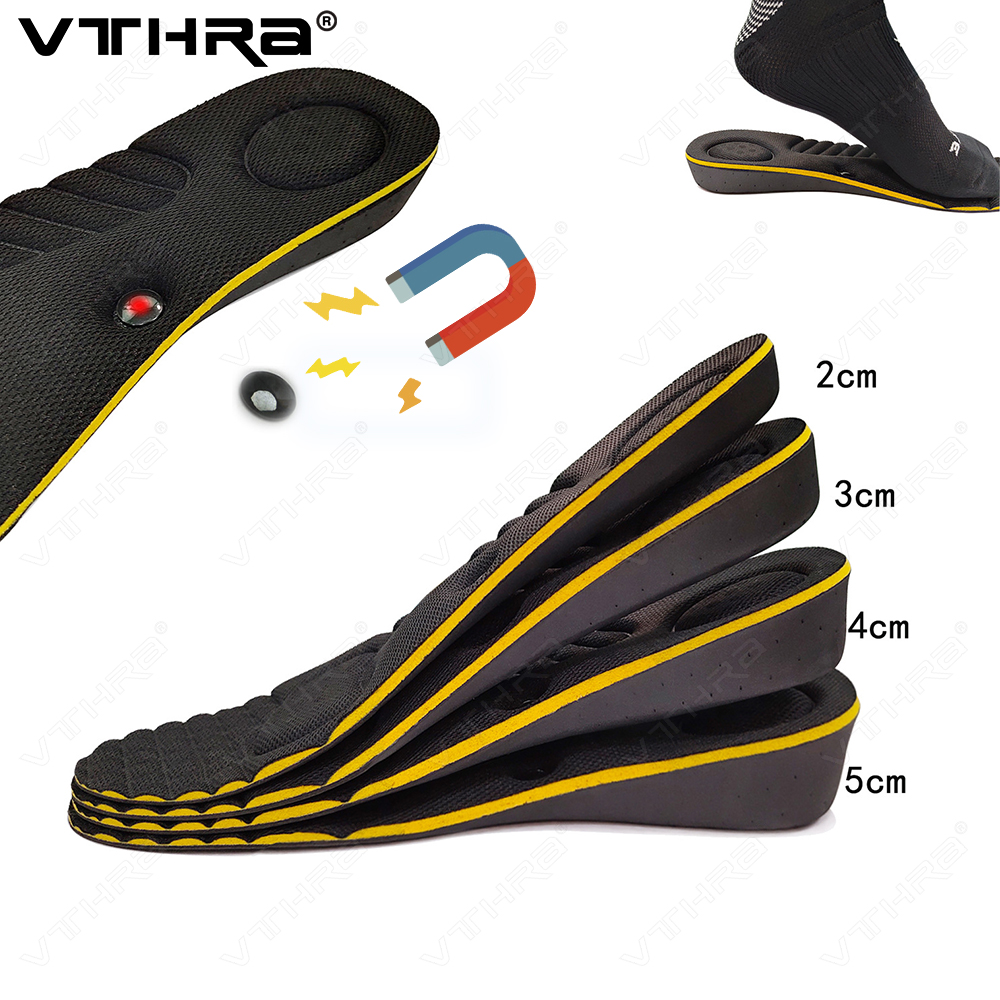 Invisiable Magnet Massage Height Increase Insoles for Women Men 2/3/4/5 cm Up Arch Support Orthopedic Insoles Heighten Lift Pads