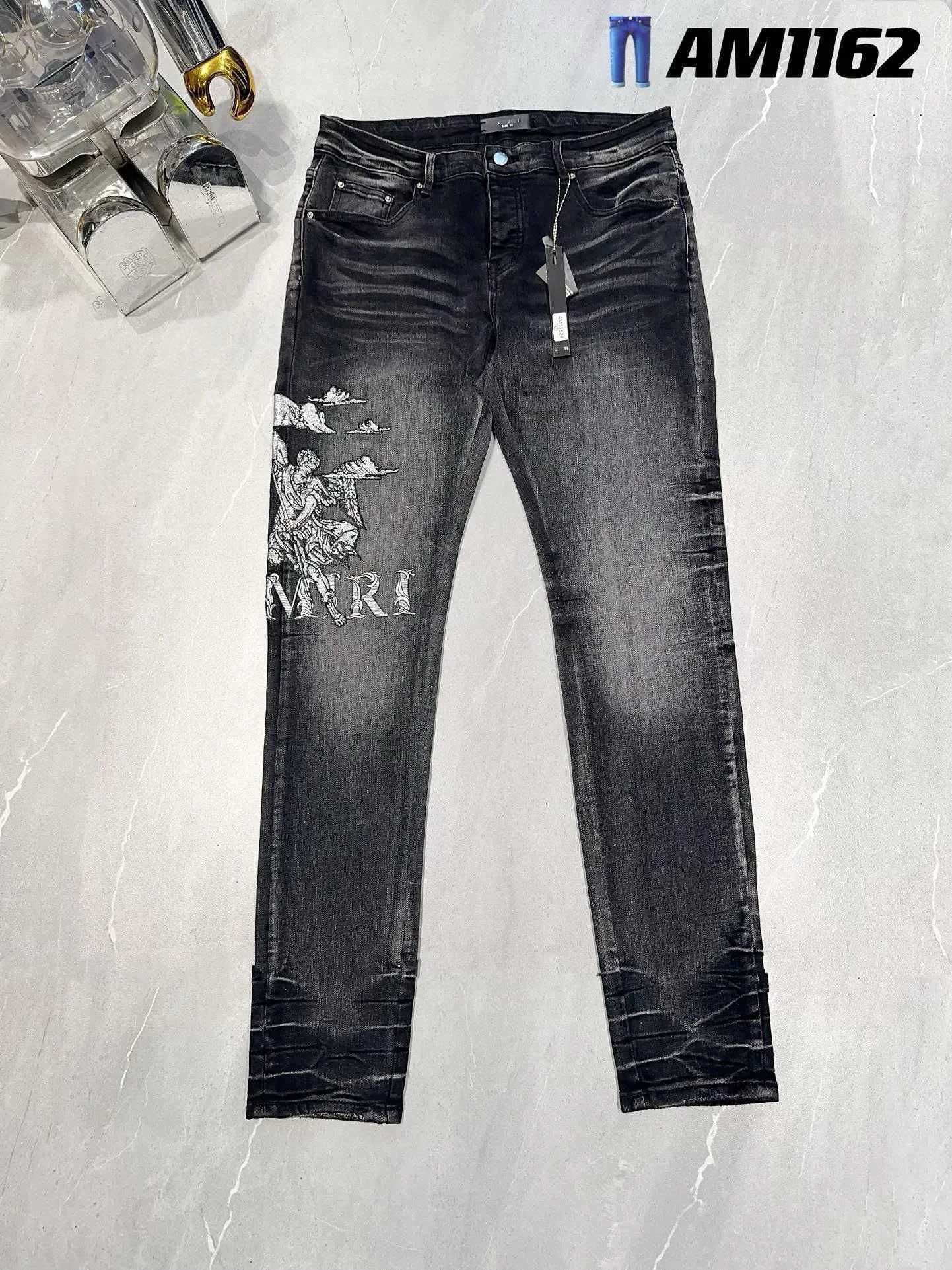 Men's Jeans Brand Skinny Fit Jeans For Men Stretchy Graphic Embroidery Denim Pants Hombre Tight Pencil Trousers Y240830UCOK