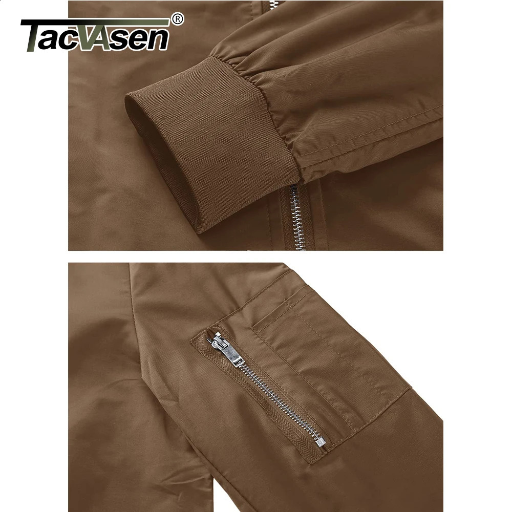 TACVASEN Spring Fall Thin Bomber Jackets Mens Jacket Lightweight Casual Windbreaker Zip Pockets Coats Biker Outwear Outdoor Male 240830