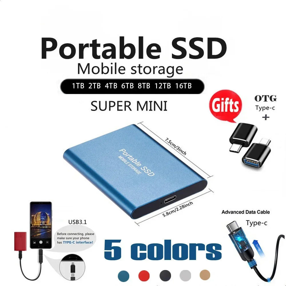 Original Mini 1TB SSD External Hard Disk TypeCUSB 31 Highspeed 2TB Solid State for DesktopNotebookMacSmartphone 240828