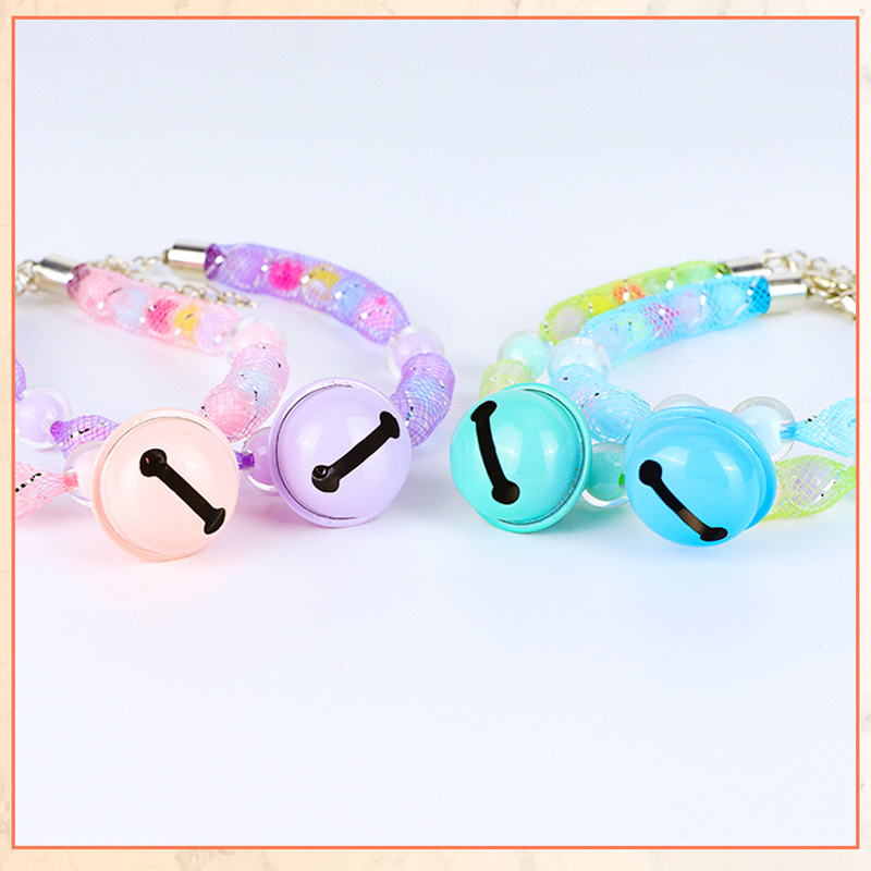 Pet Collar Necklace Hand Woven Cat Collars with Bell Cute Dog Neck Beaded Acrylic Beaded Kitten Collar Pet Accessories Supplies