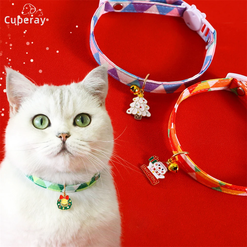Christmas Cat Collar,adjustable Pet Collars with Christmas Pendant Collar,anti-suffocation Buckle & Bell,cat & Puppy Accessories